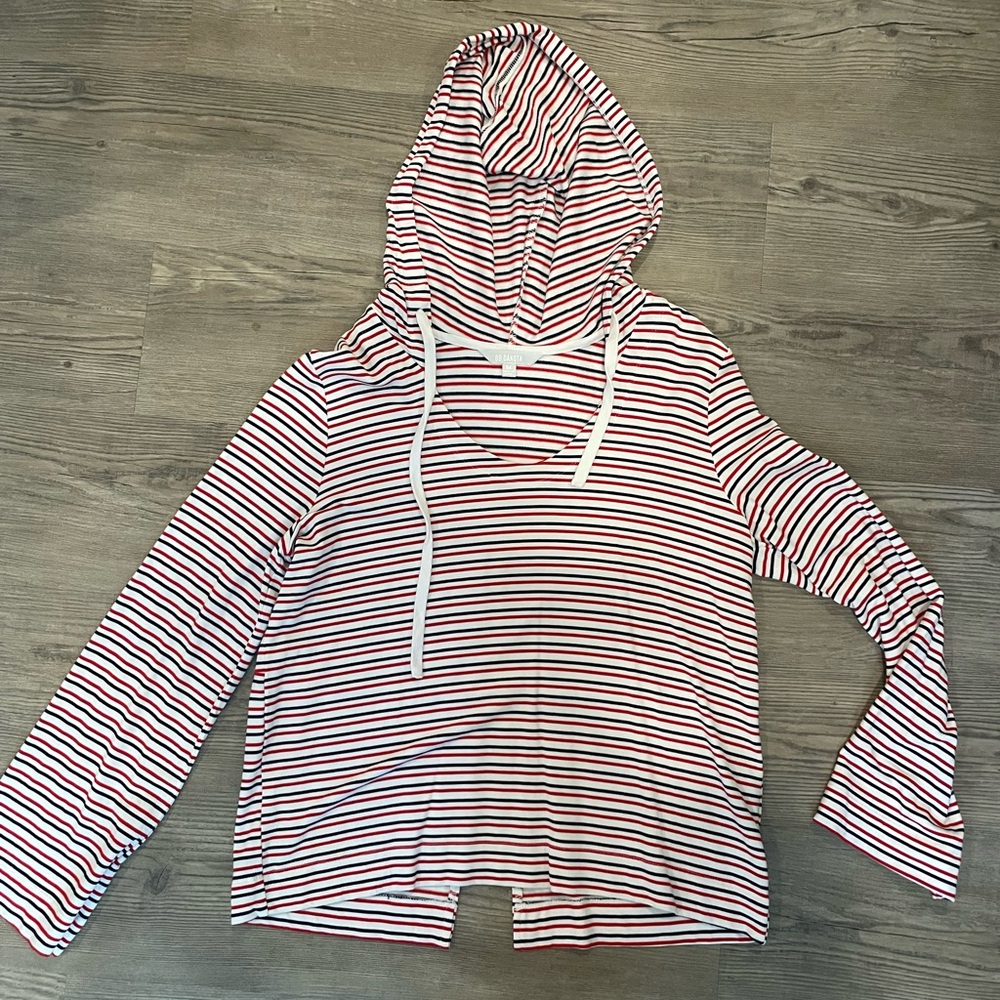 Striped Hooded Long Sleeve Top